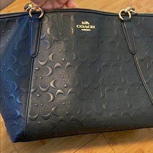Dark navy coach shoulder bag with coach store bag